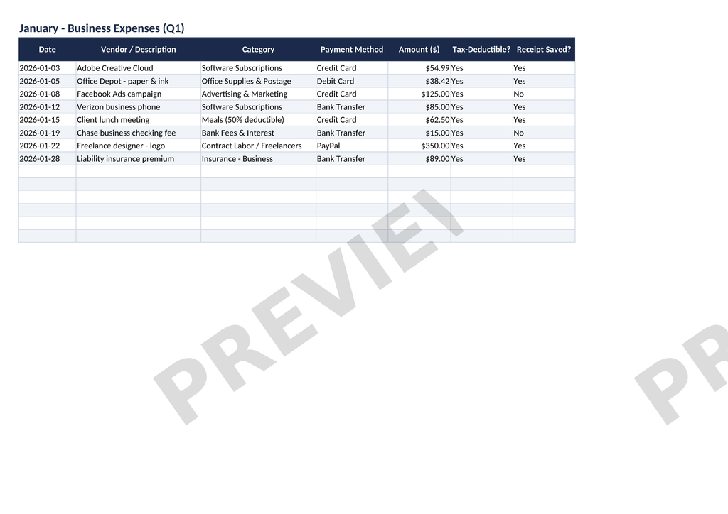 Small Business Expense & Tax Tracker – Complete Bundle | Instant Download