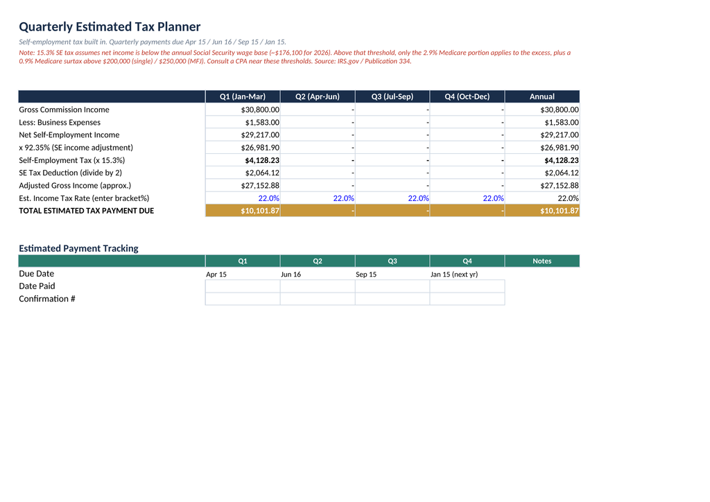 Real Estate Agent Expense & Tax Tracker | Excel & Google Sheets | U.S. Realtor Bookkeeping Spreadsheet | 1099 Income, Mileage & Tax Deduction Tracker